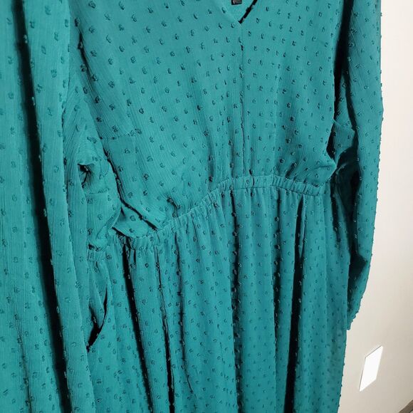 Torrid Tea Length Midi Clip Dot Dress Size 3X Green Open Back ALine Pockets 2023 - Picture 5 of 12